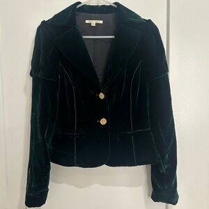 Alice + Olivia Green Velvet Blazer Tailored Suit Jacket
